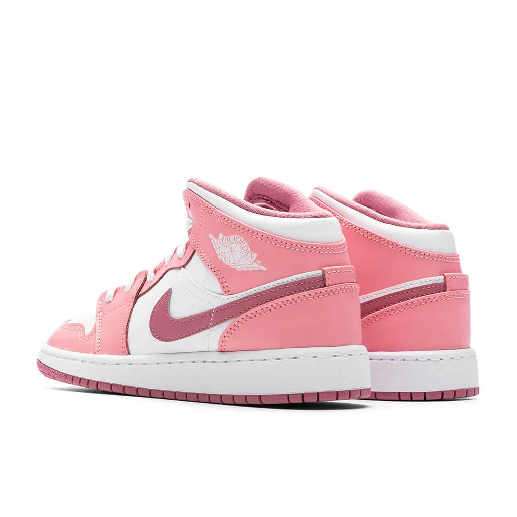 Air Jordan 1 Mid (GS) - Coral Chalk/Desert Berry/White