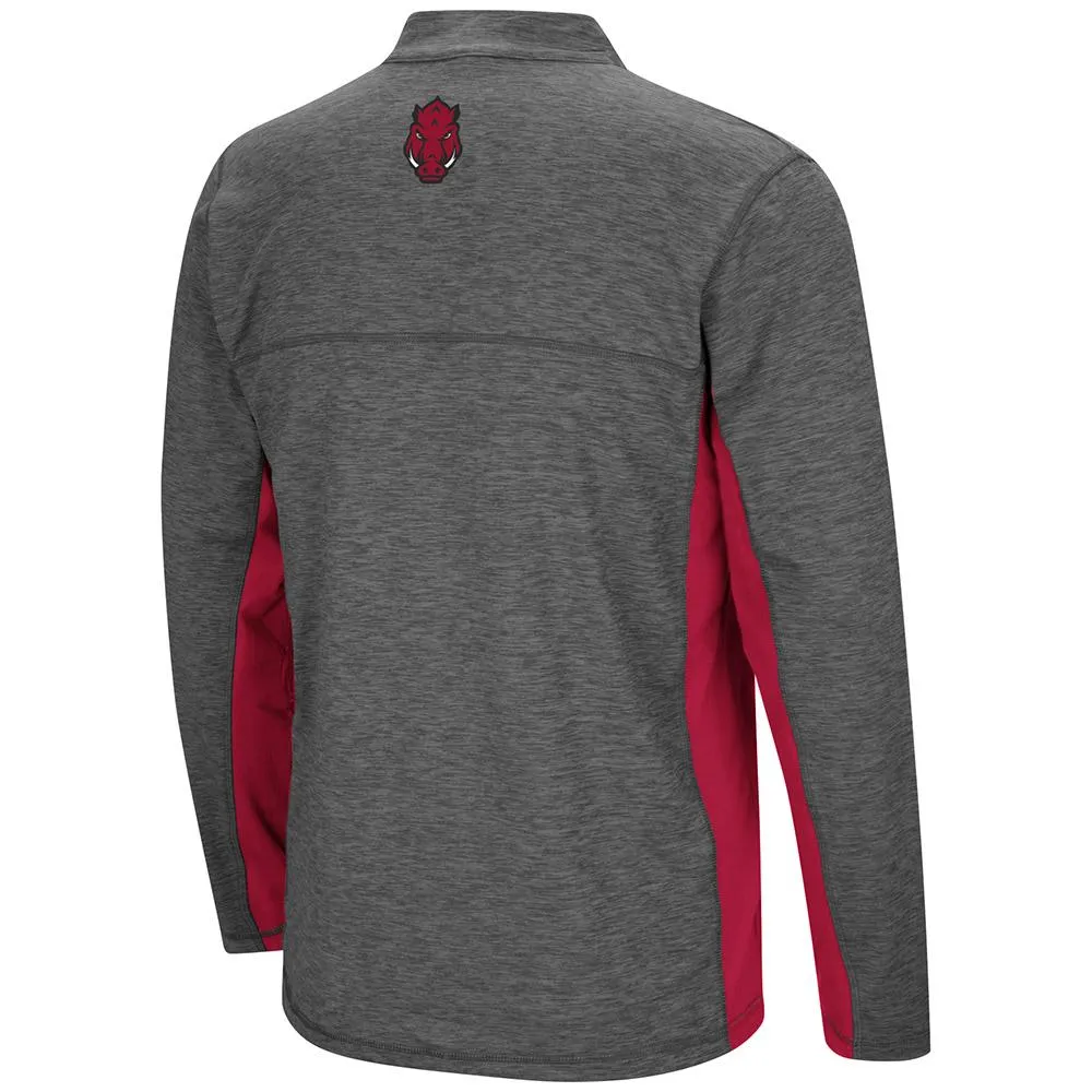 Arkansas Razorbacks Colosseum Charcoal Gray & Red Milton 1/4 Zip LS Windshirt