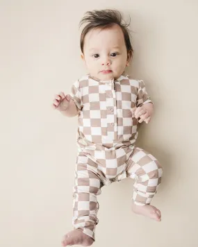 Bamboo Checkered Jumpsuit | Latte