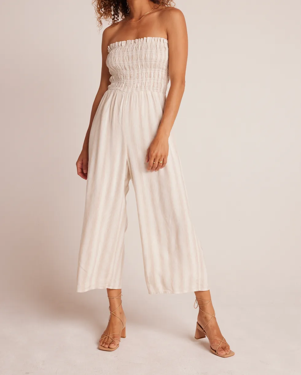 BELLA DAHL SMOCKED STRAPLESS JUMPSUIT