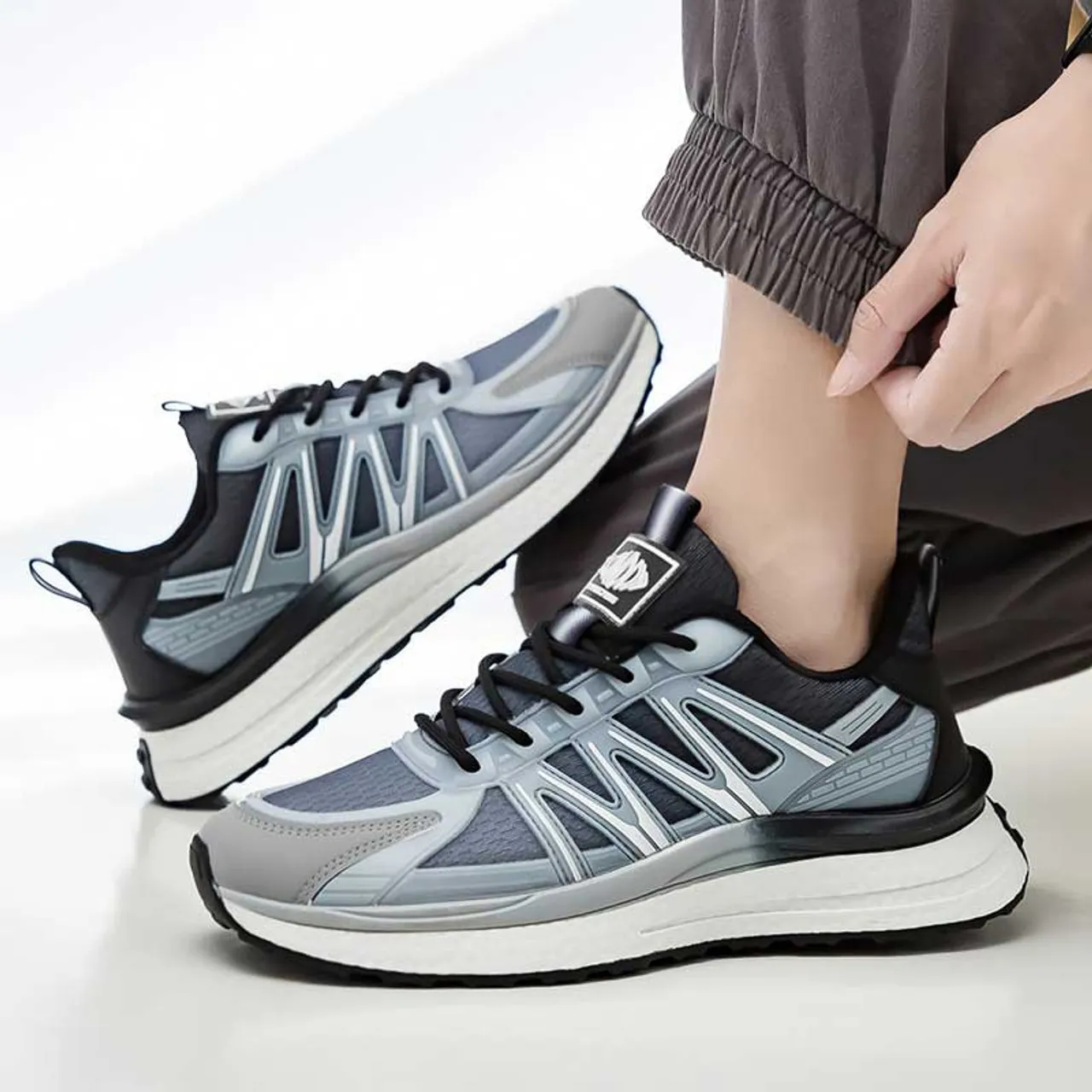 Black grey logo pattern stripe shoe sneaker