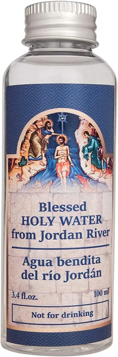 Blessed Christian Authentic 2-Bottle Set with Holy Water from Jordan River & Jerusalem Soil