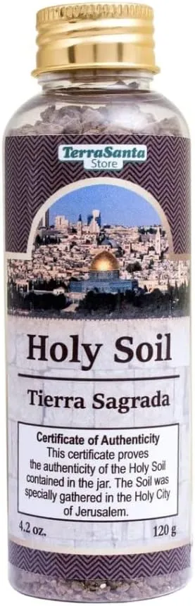 Blessed Christian Authentic 2-Bottle Set with Holy Water from Jordan River & Jerusalem Soil