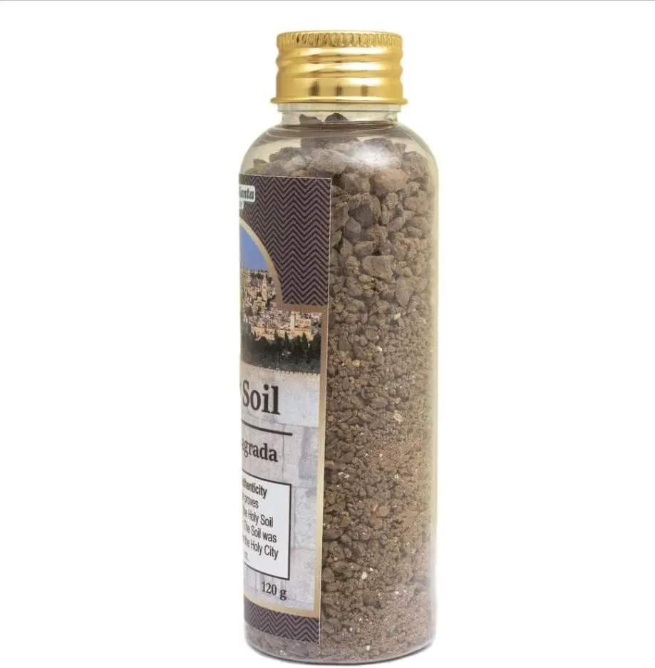 Blessed Christian Authentic 2-Bottle Set with Holy Water from Jordan River & Jerusalem Soil