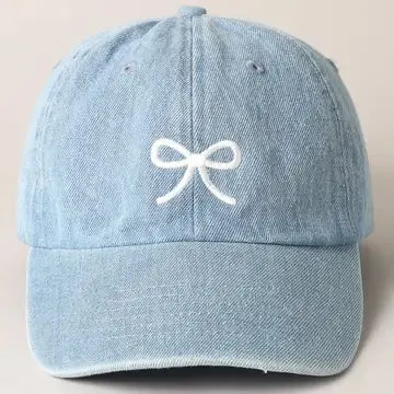 Bow Denim Baseball Hat