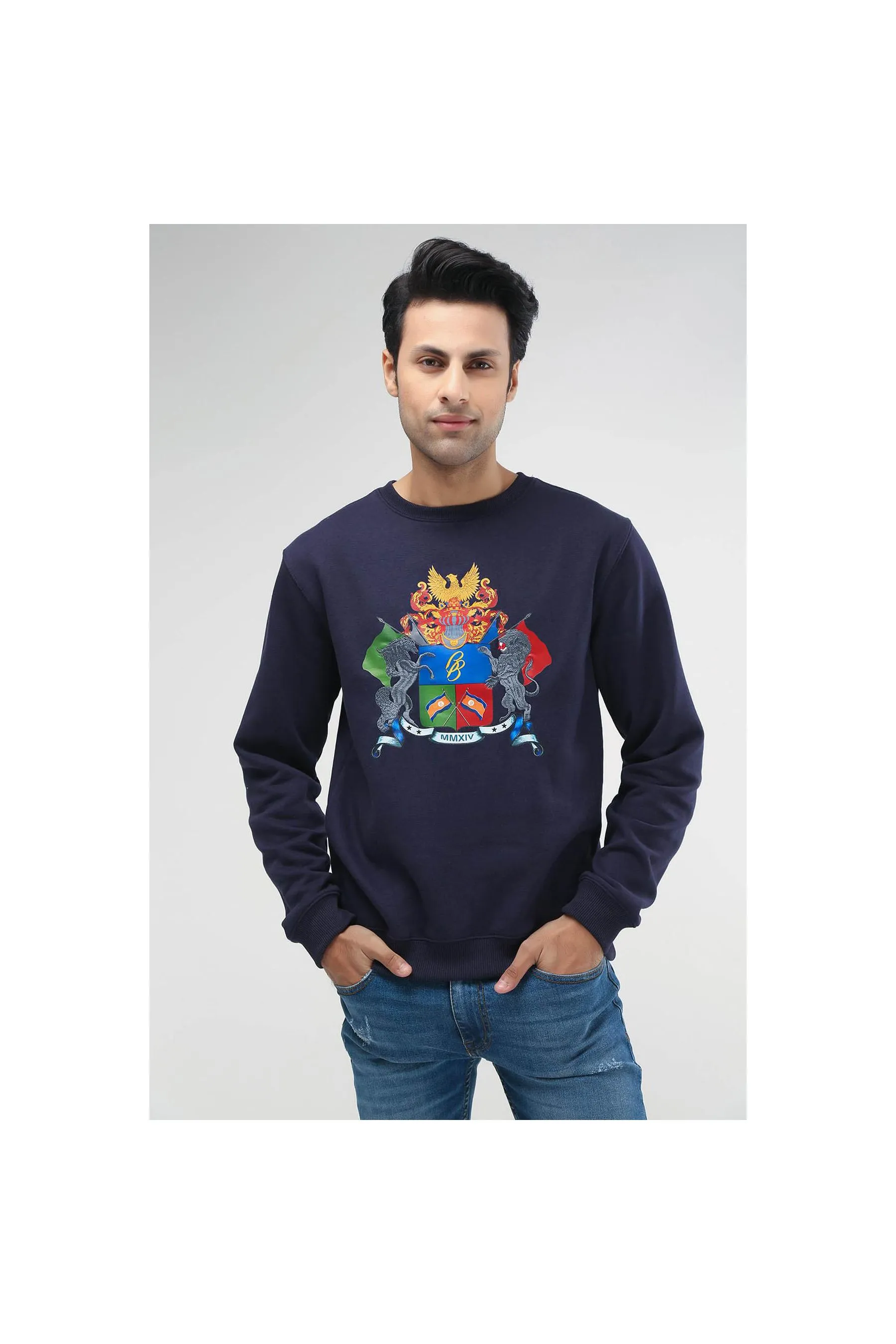 BRACKETS Fleece Sweatshirt Navy Men Sweatshirts