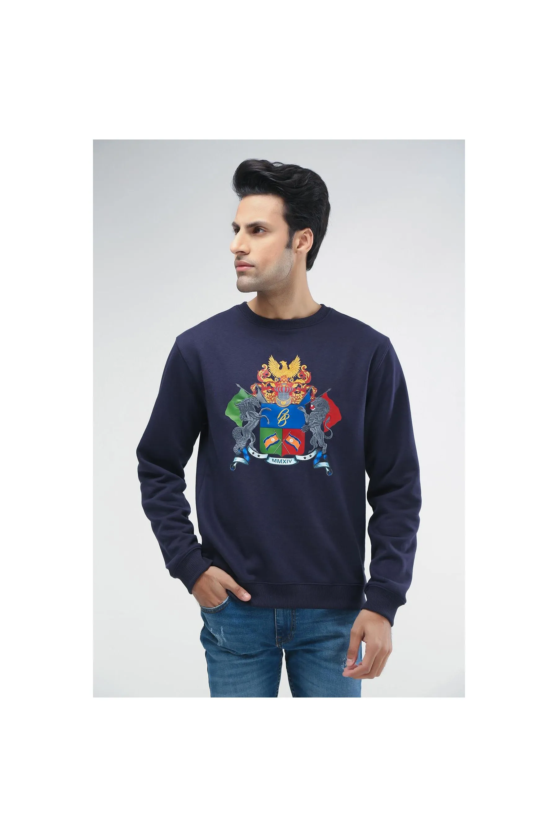 BRACKETS Fleece Sweatshirt Navy Men Sweatshirts