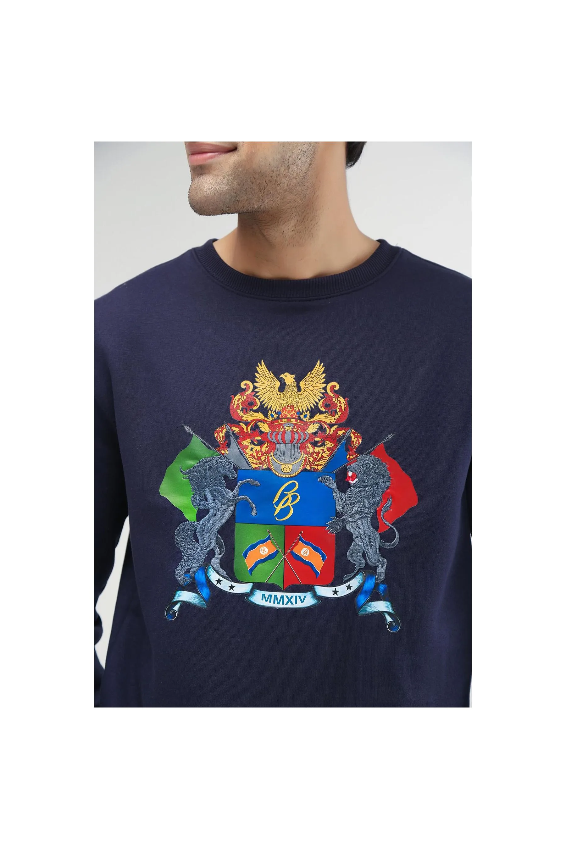 BRACKETS Fleece Sweatshirt Navy Men Sweatshirts