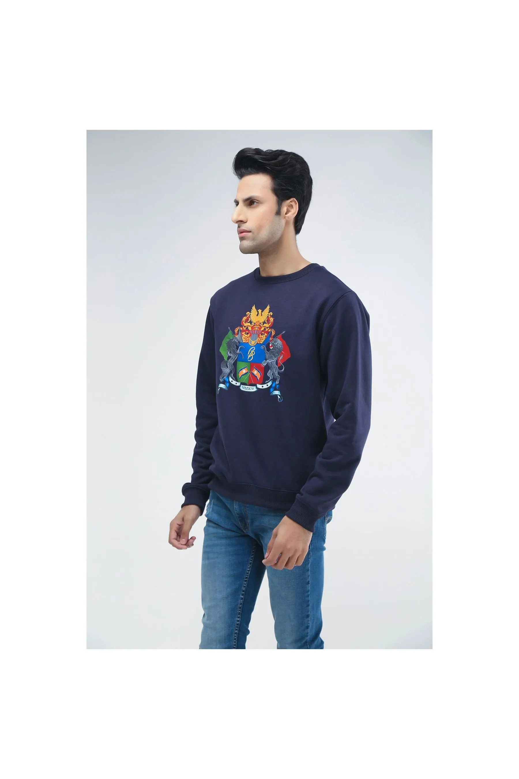 BRACKETS Fleece Sweatshirt Navy Men Sweatshirts