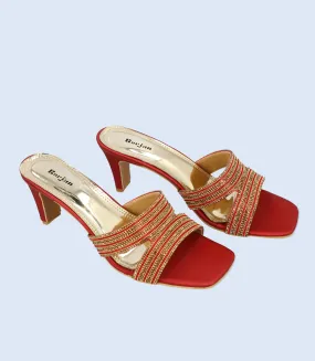 BW5373-MAROON-Women Formal Slipper Heels