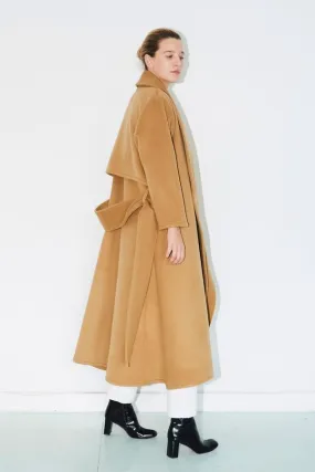 Cashmere Wool Trench Coat - Camel