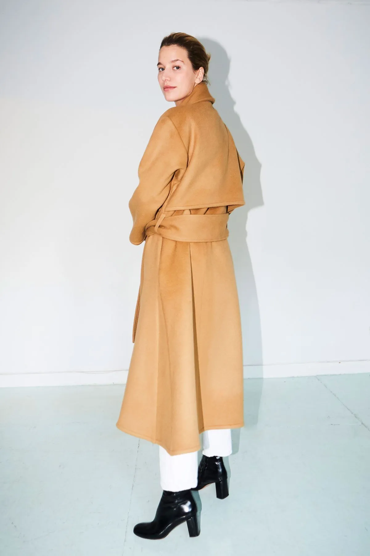 Cashmere Wool Trench Coat - Camel