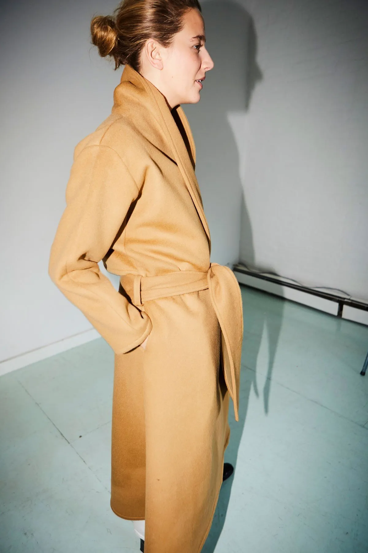 Cashmere Wool Trench Coat - Camel