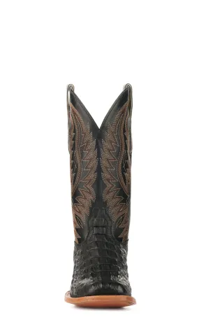 Cavender's Men's Black and Black Caiman Print Wide Square Toe Cowboy Boots