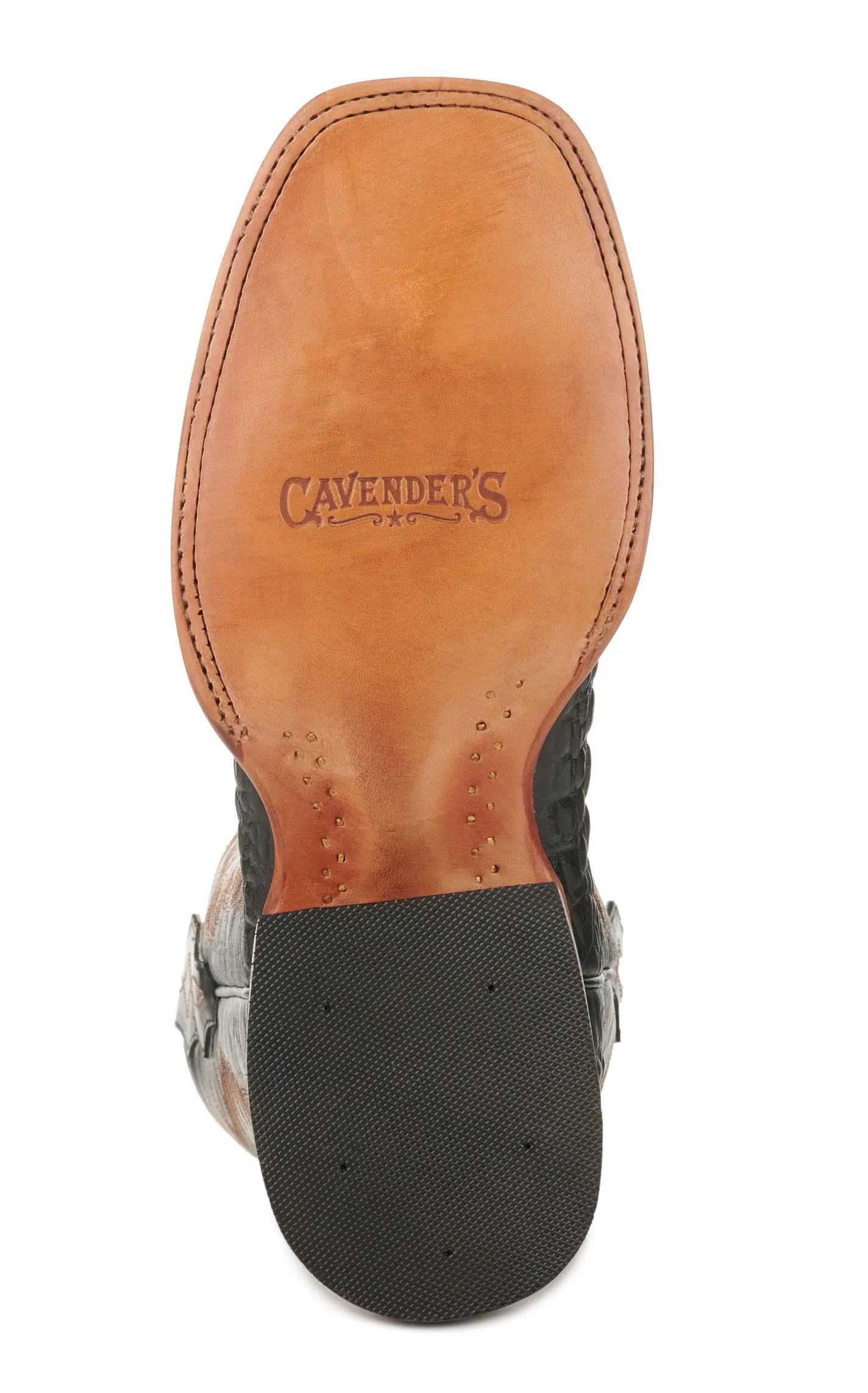 Cavender's Men's Black and Black Caiman Print Wide Square Toe Cowboy Boots