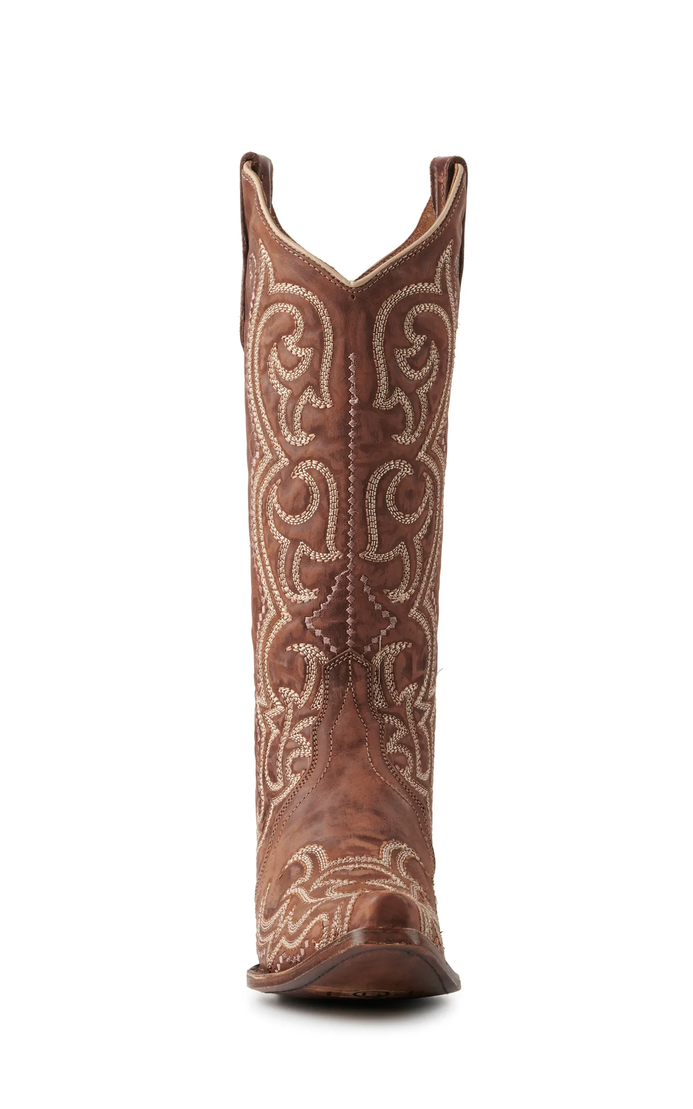 Circle G by Corral Women's Distressed Brown with Embroidery & Triad Snip Toe Cowboy Boots