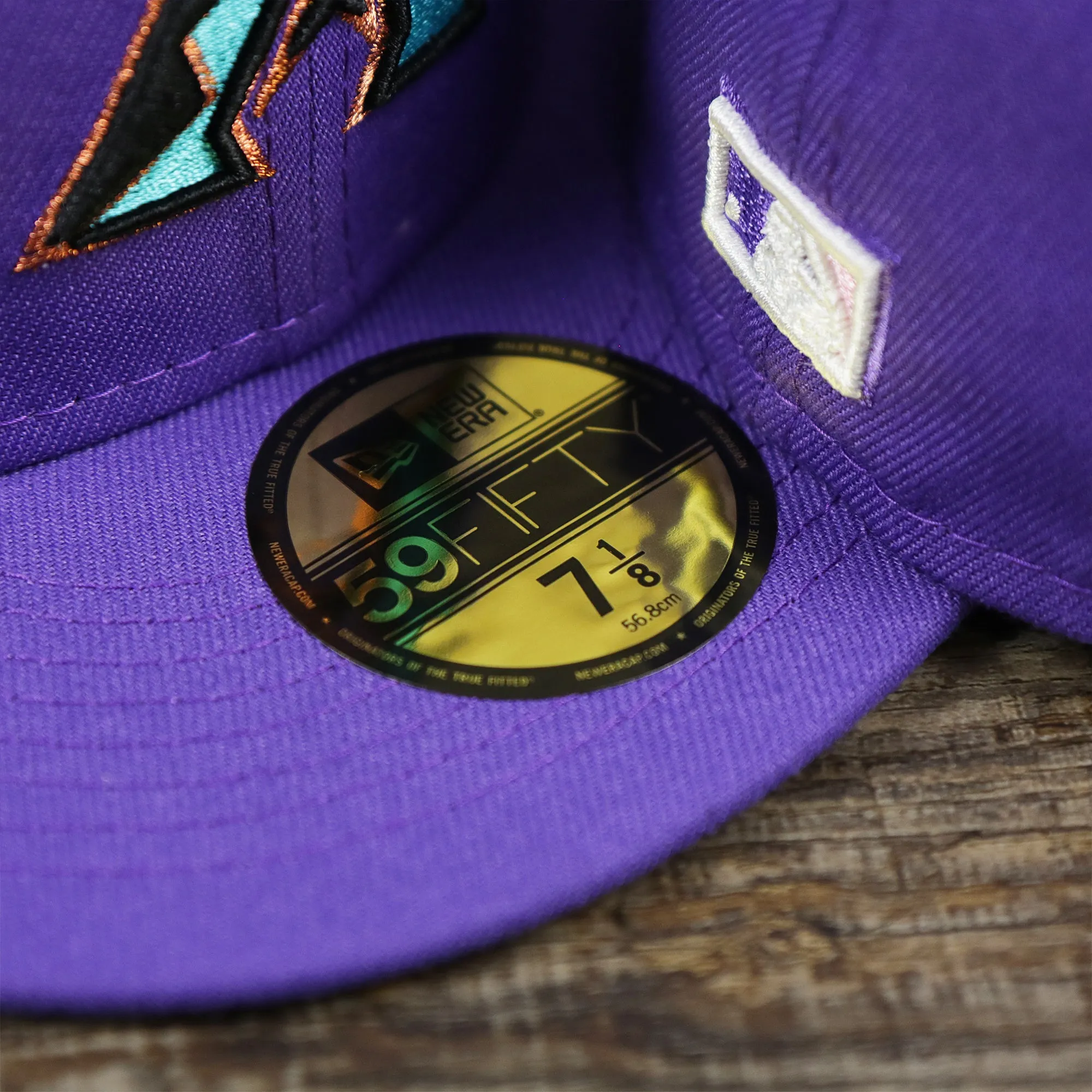 Cooperstown Arizona Diamondbacks Pop Sweat Pastel World Series Side Patch Fitted Cap With Pink Undervisor | Purple 59Fifty Cap