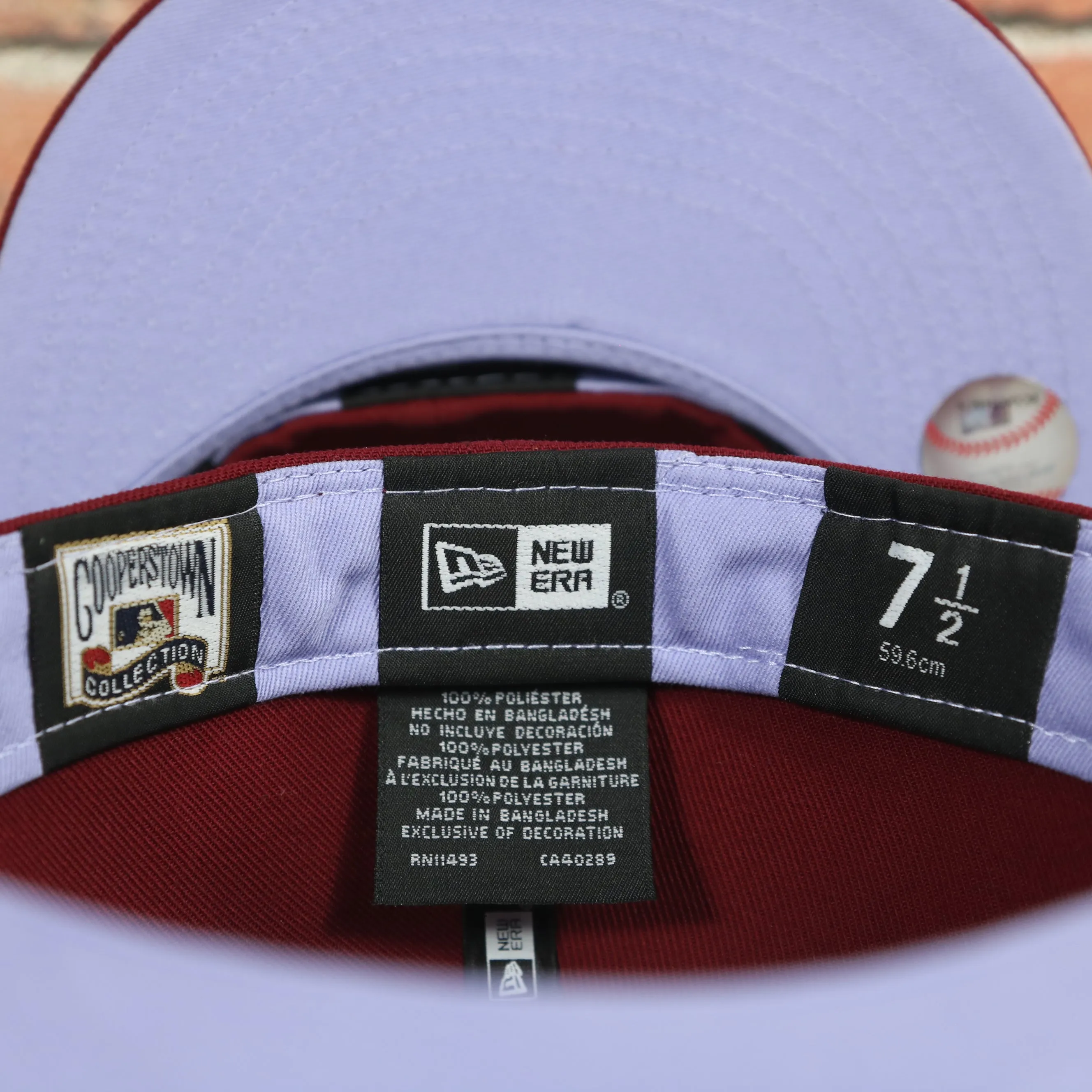 Cooperstown Philadelphia Phillies Pop Sweat Pastel World Series Side Patch Fitted Cap With Purple Undervisor | Maroon 59Fifty Ca