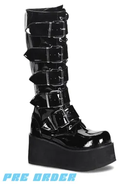 DEMONIA TRASHVILLE-518 - BLACK PATENT  PRE ORDER 