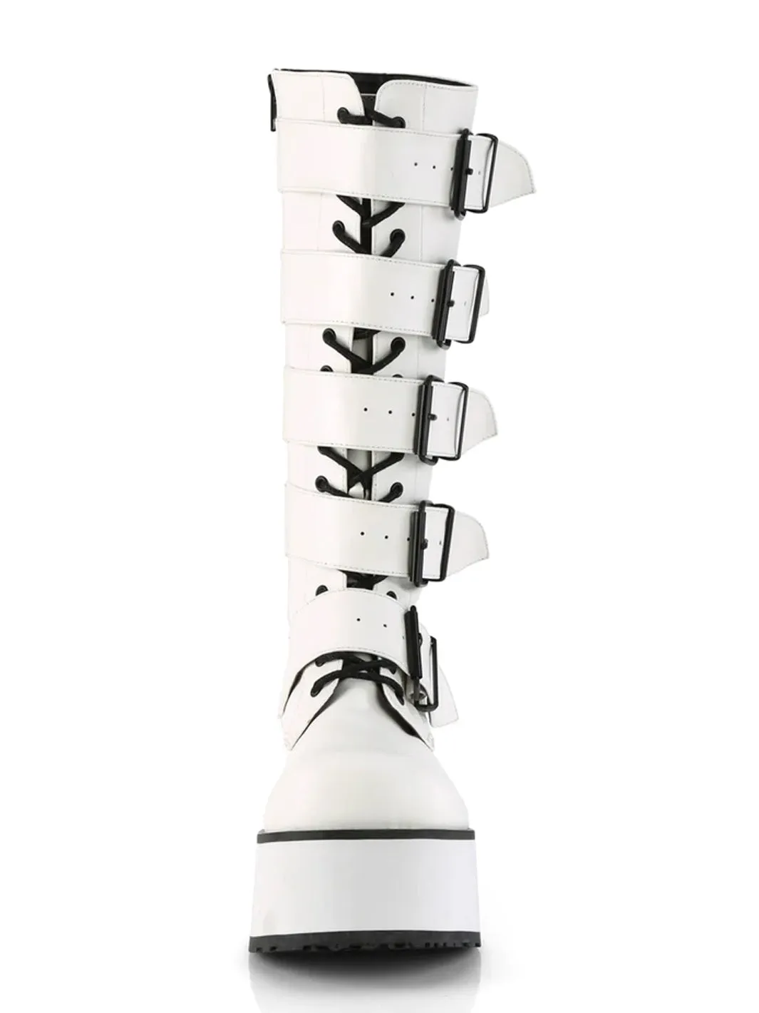 DEMONIA TRASHVILLE-518 - WHITE VEGAN LEATHER  PRE ORDER 