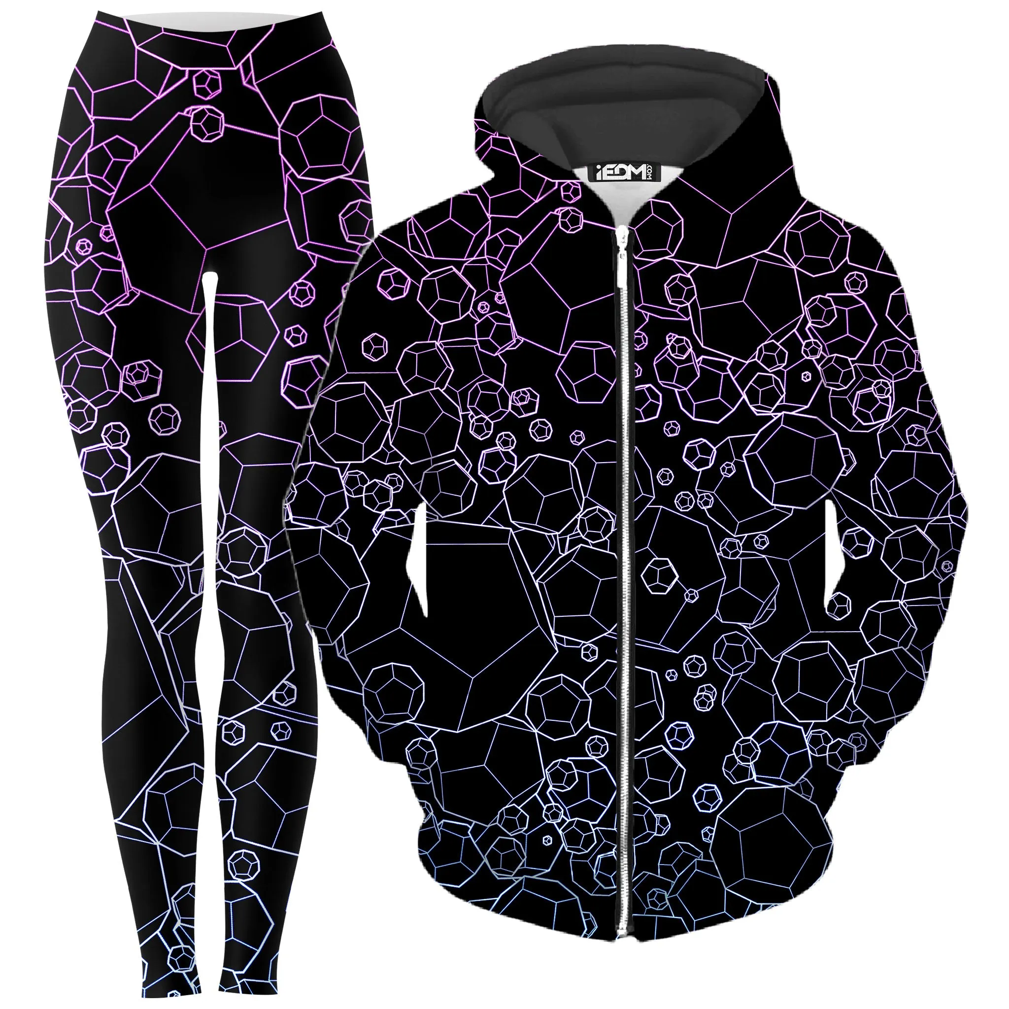 Dodecahedron Madness Cold Zip-Up Hoodie and Leggings Combo