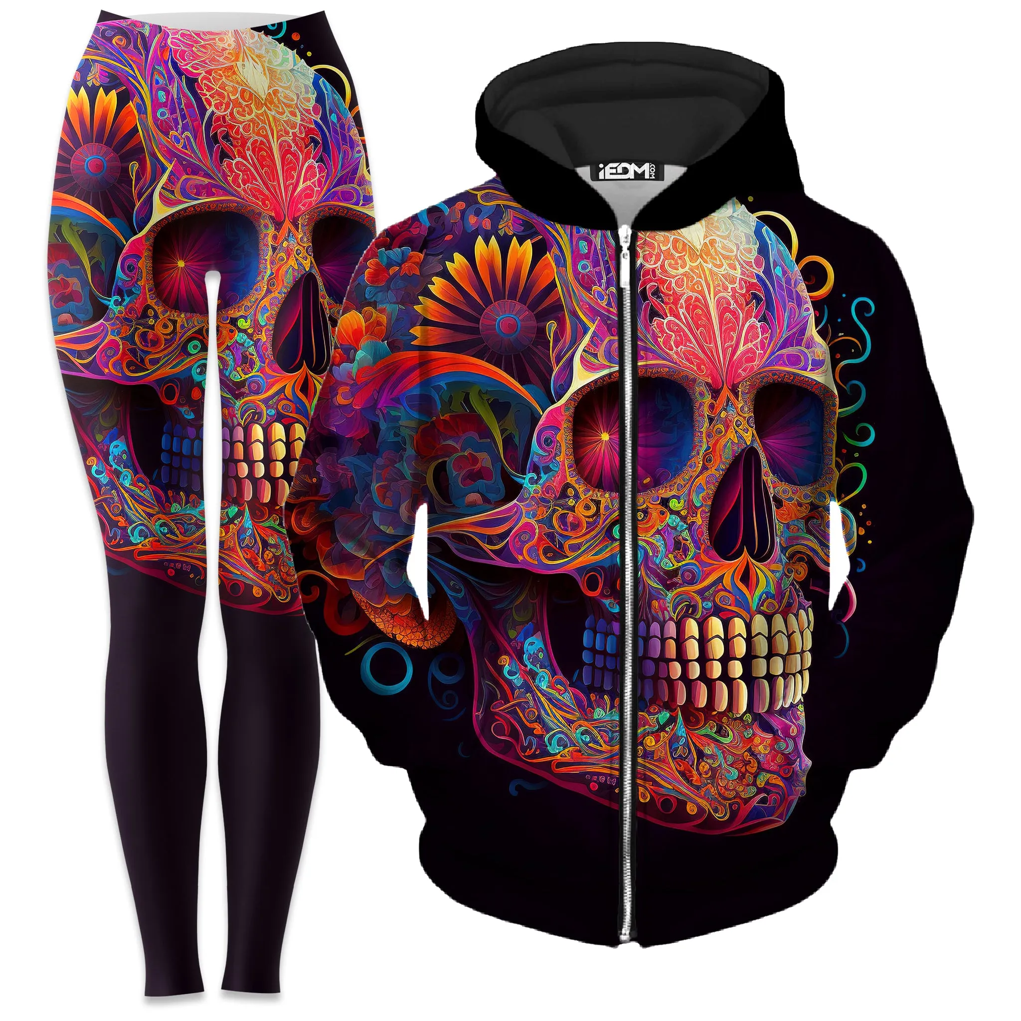 DOTD Skull Zip-Up Hoodie and Leggings Combo