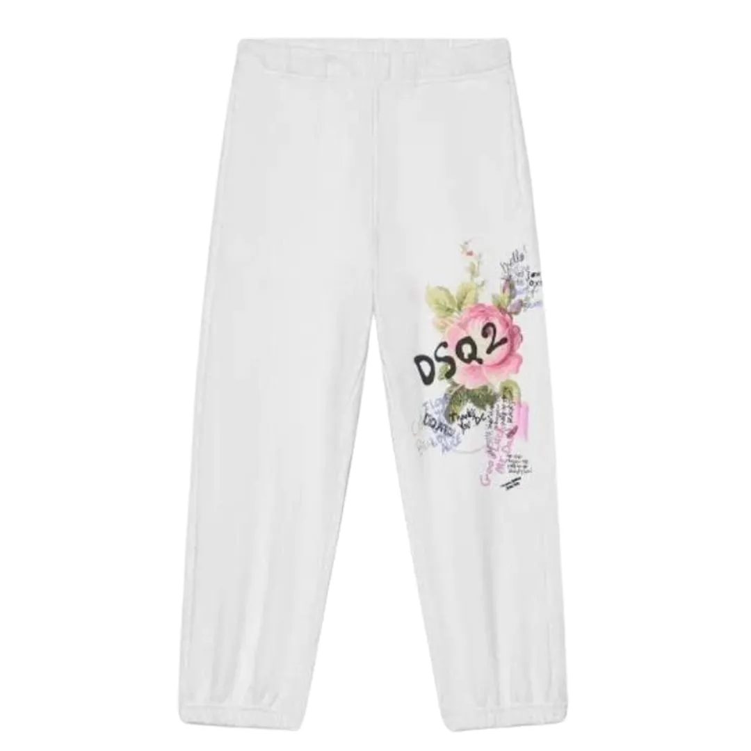 Dsquared2 Track Pants Flower Logo White