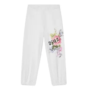 Dsquared2 Track Pants Flower Logo White