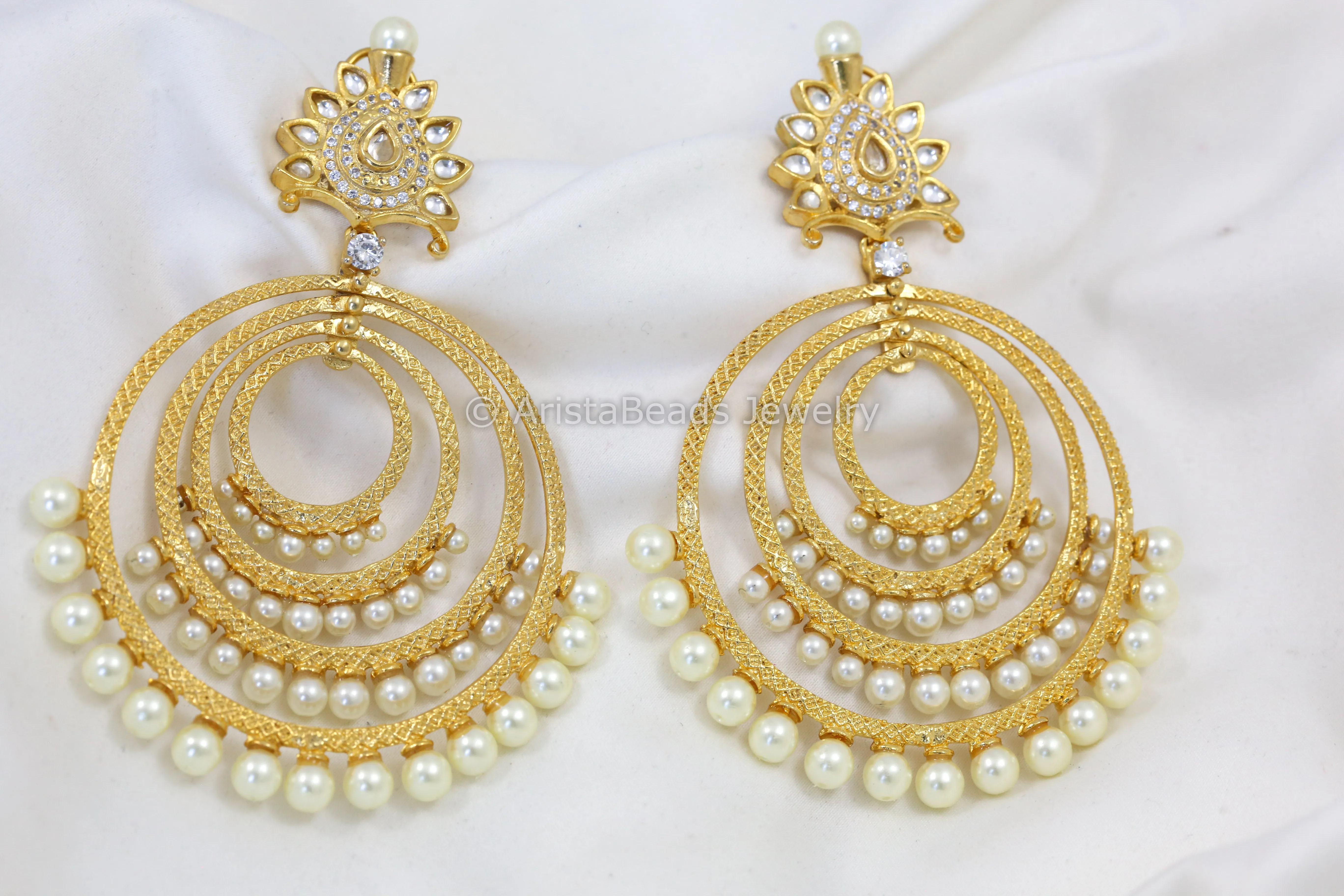 Extra Large Kundan Pearls Chandbaali