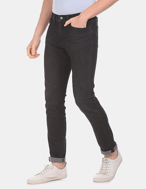 GAP Men Black Mid Rise Washed Jeans