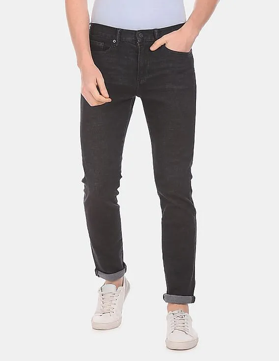 GAP Men Black Mid Rise Washed Jeans