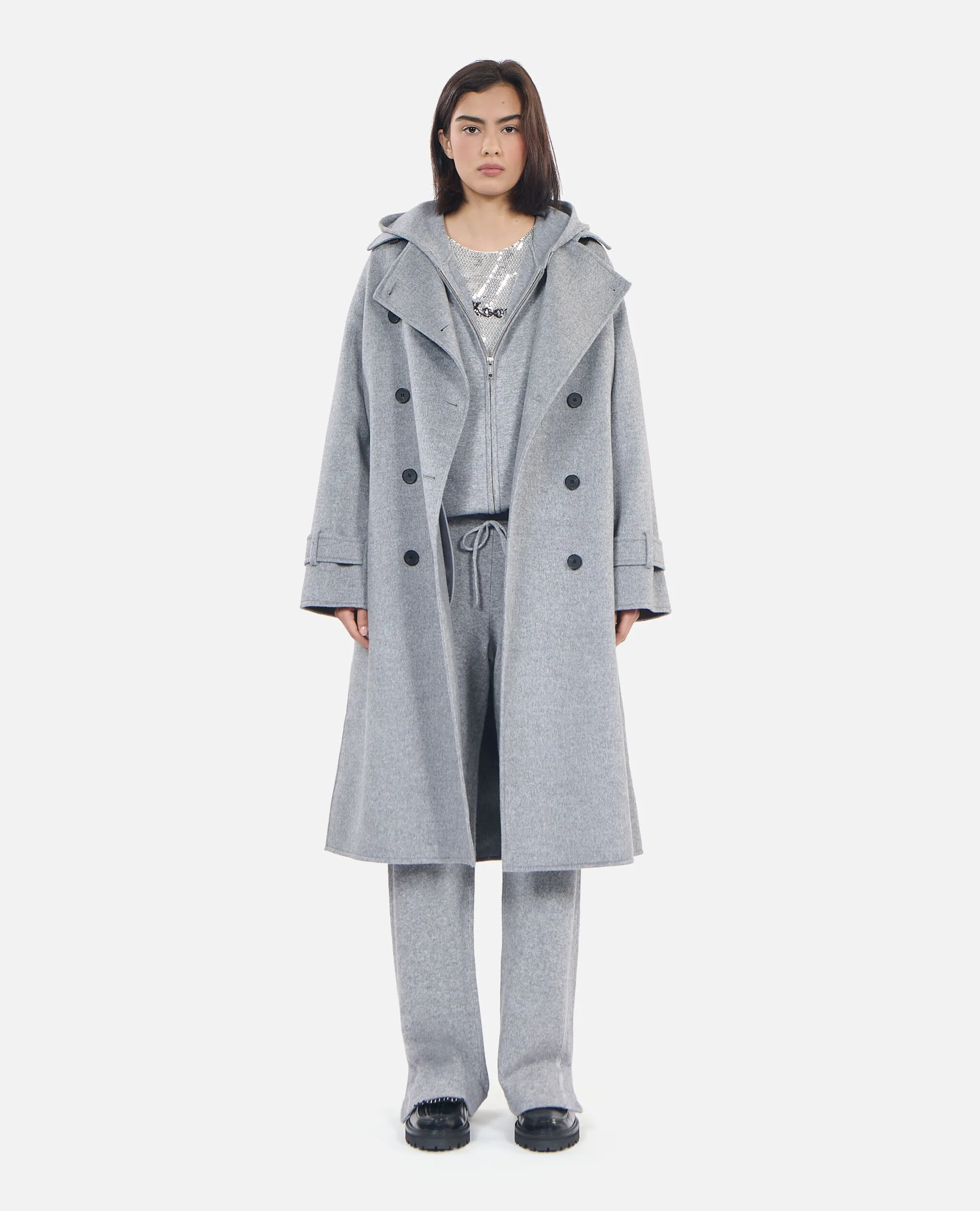 Grey trench style coat