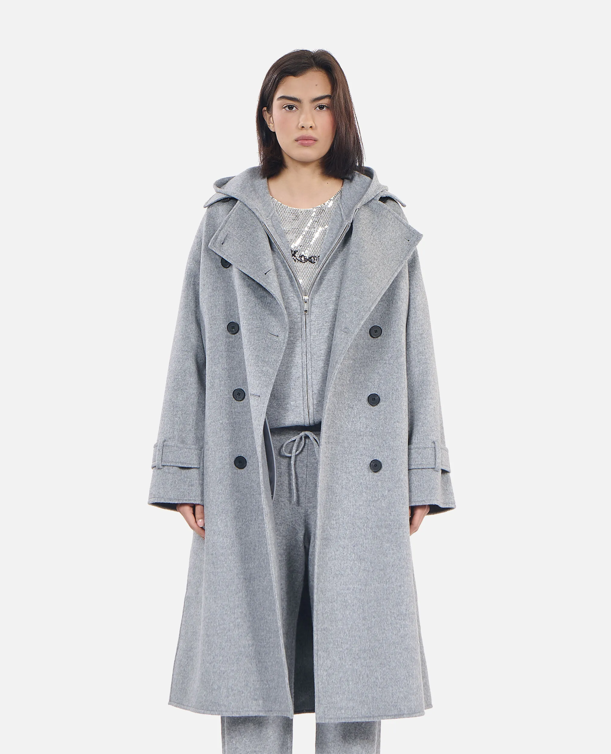 Grey trench style coat