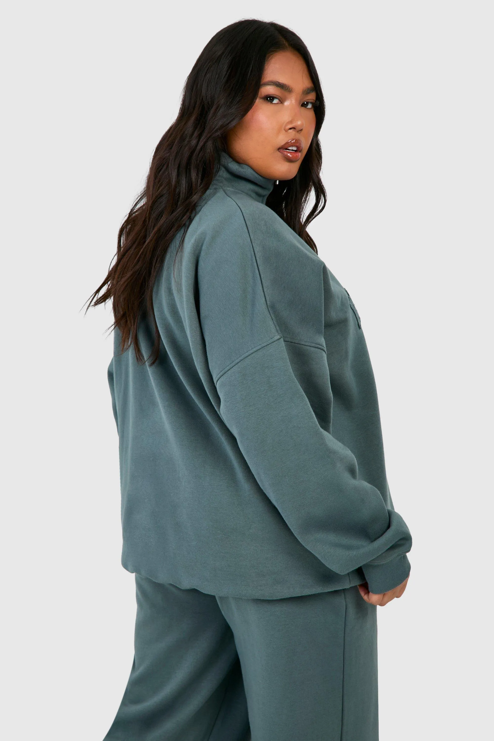 Hoodies & Sweatshirts | Plus Dsgn Studio Self Fabric Applique Half Zip Sweatshirt | boohoo