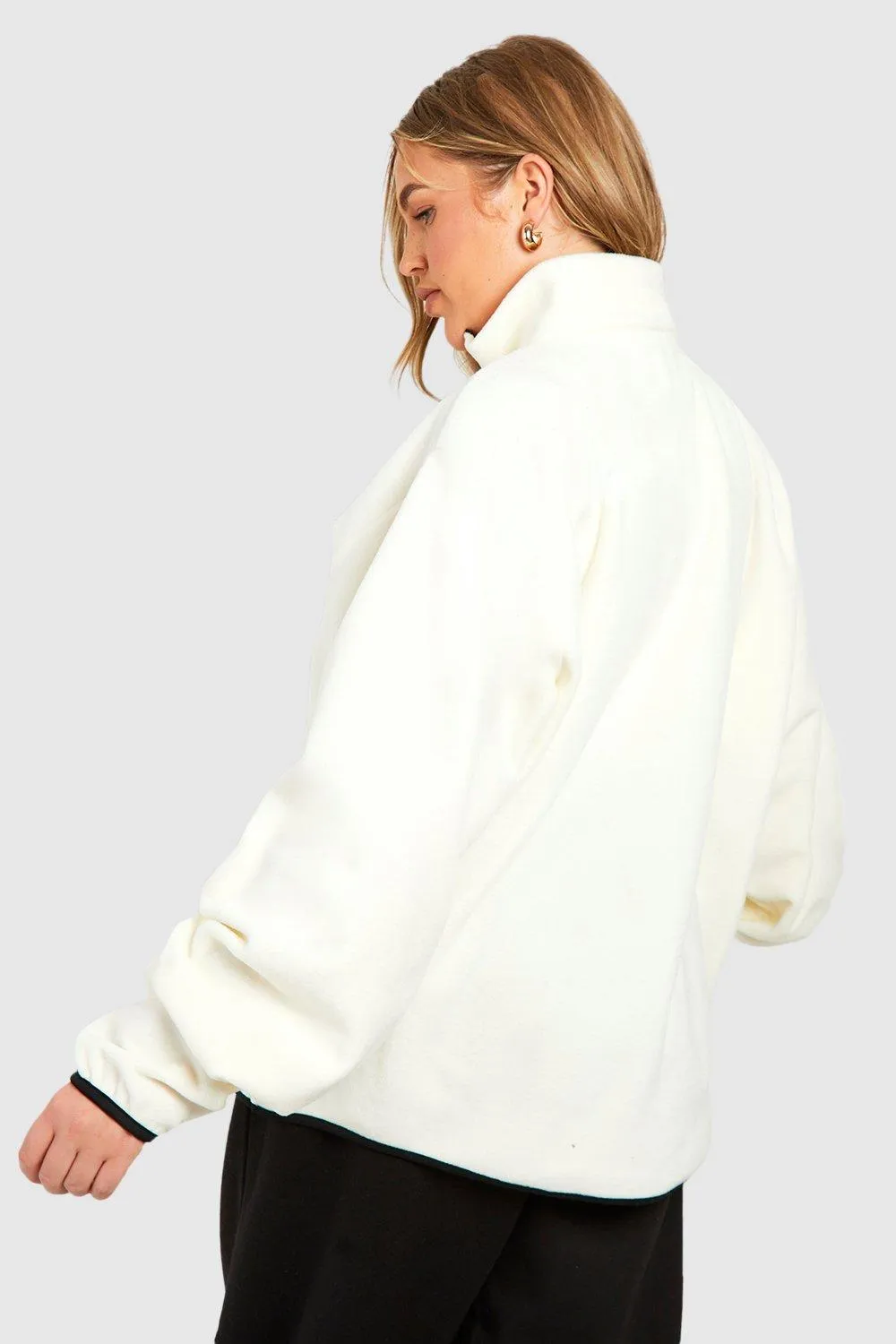 Hoodies & Sweatshirts | Plus Polar Fleece Contrast Half Zip Oversized Sweatshirt | boohoo