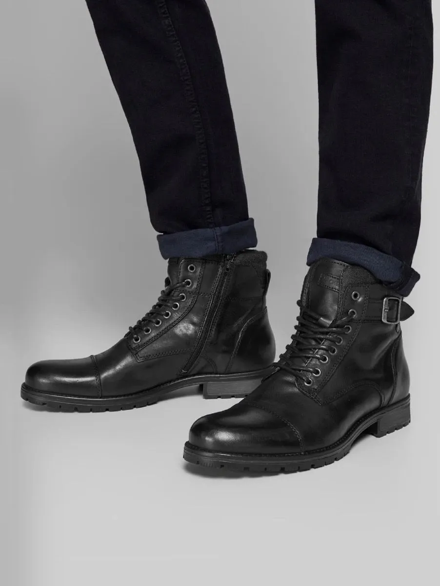 Jack & Jones Albany Leather Boots Anthracite