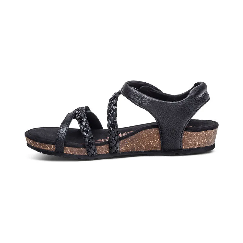 Jillian Women's Braided Quarter Strap Sandal - Black