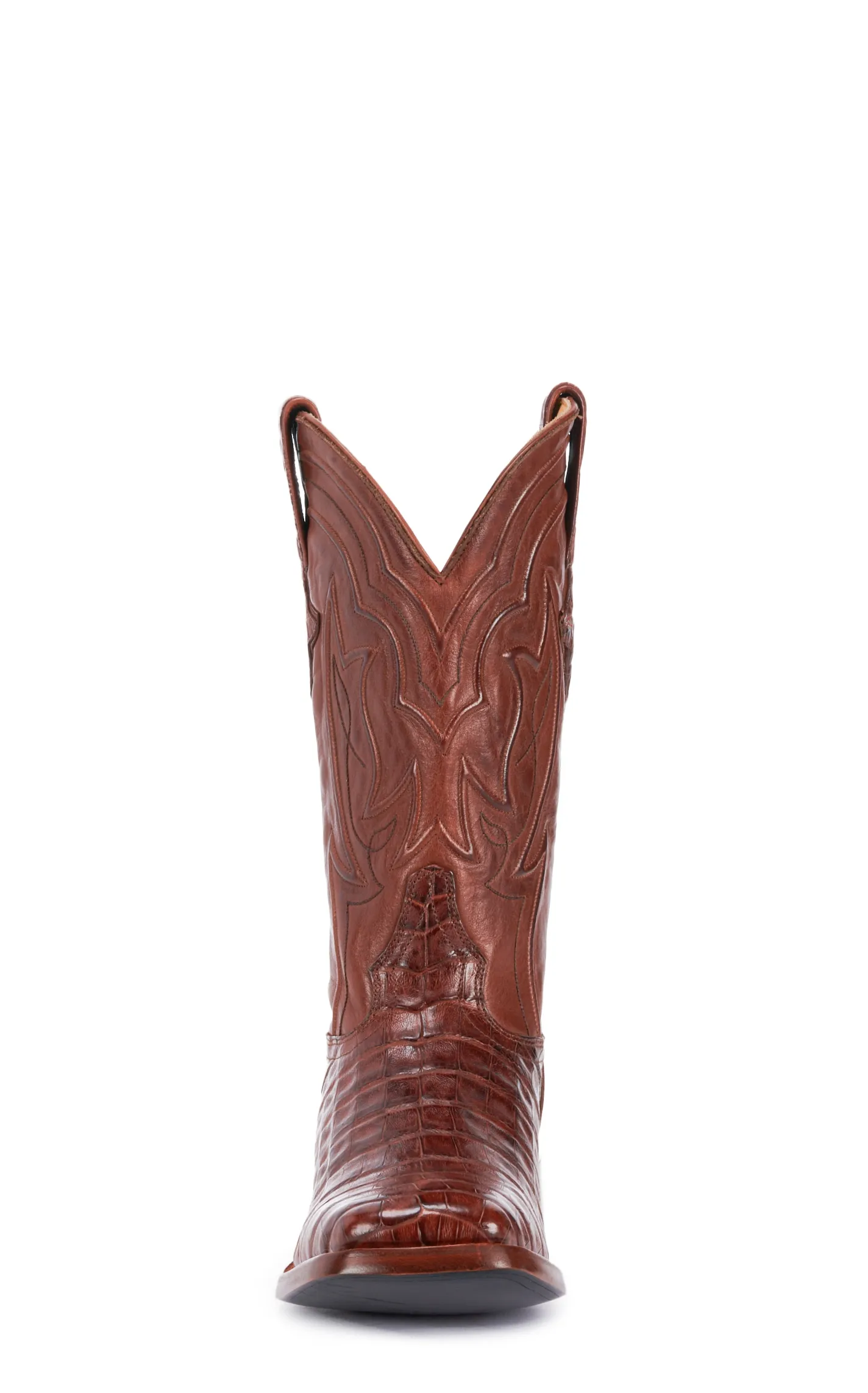 JRC & Sons Men's Drew Caiman Belly Wide Square Toe Exotic Cowboy Boot in Brandy