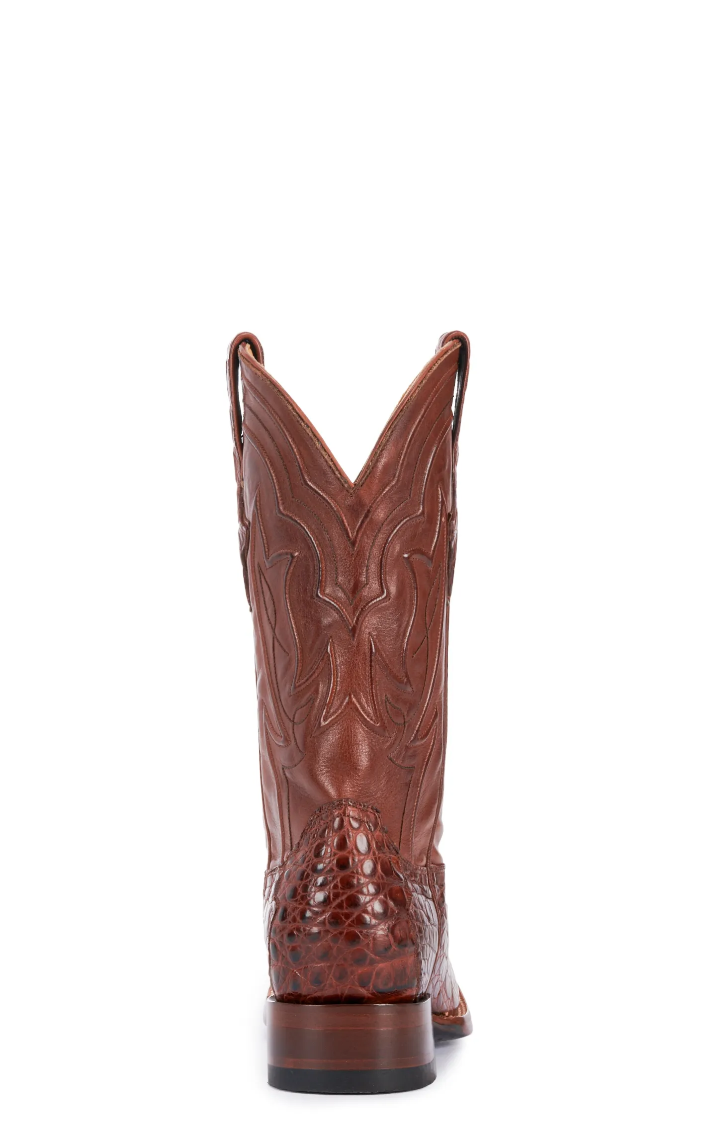 JRC & Sons Men's Drew Caiman Belly Wide Square Toe Exotic Cowboy Boot in Brandy