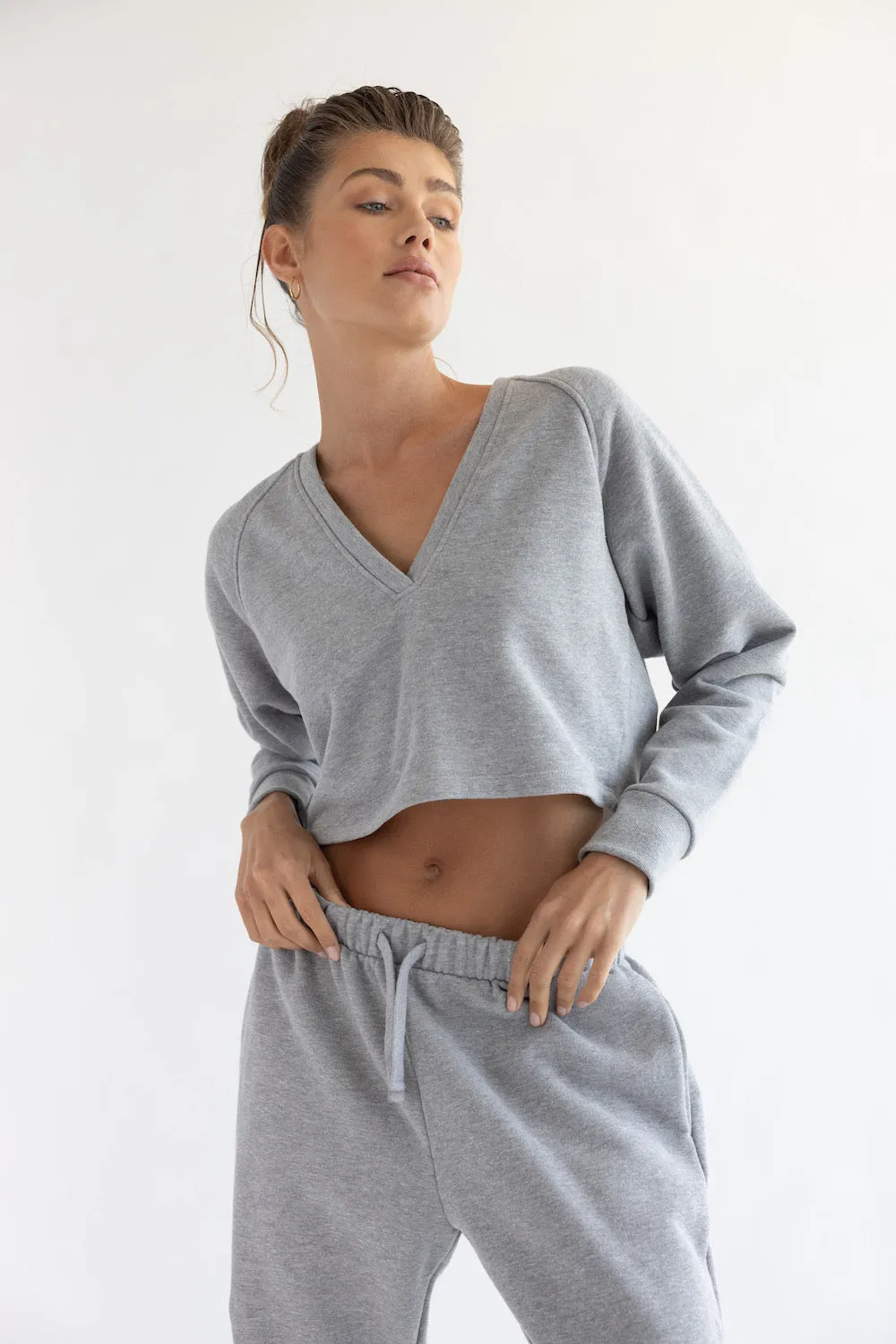 LA Gray V neck Pullover