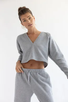 LA Gray V neck Pullover