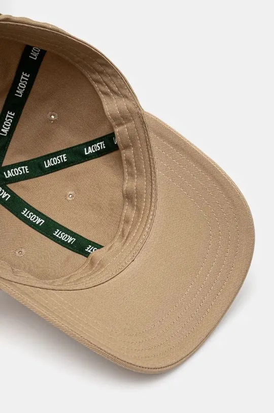 Lacoste cotton baseball cap beige color smooth