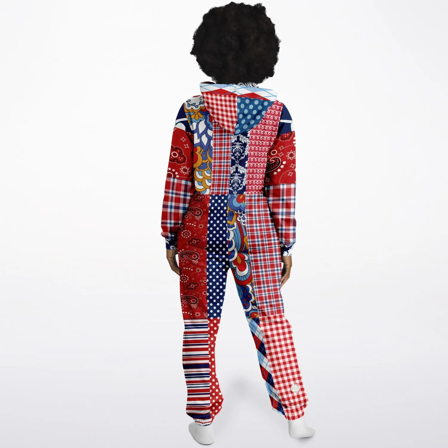 Liberty Bell Floral Stripe Patchwork Unisex Fleece Romper