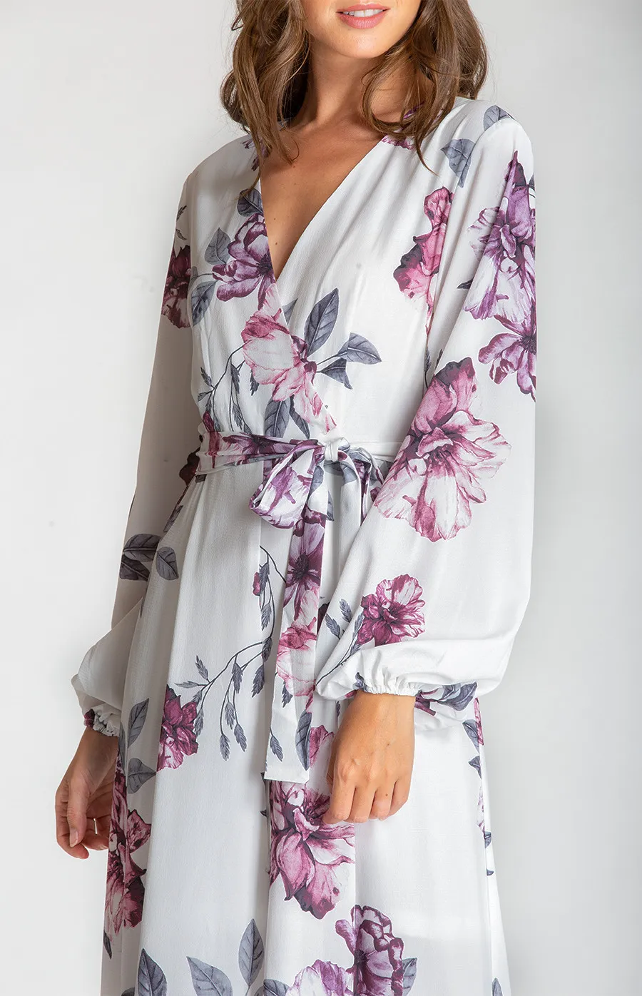 Long Sleeve Floral Jumpsuit with Wide Leg (SJP386B)