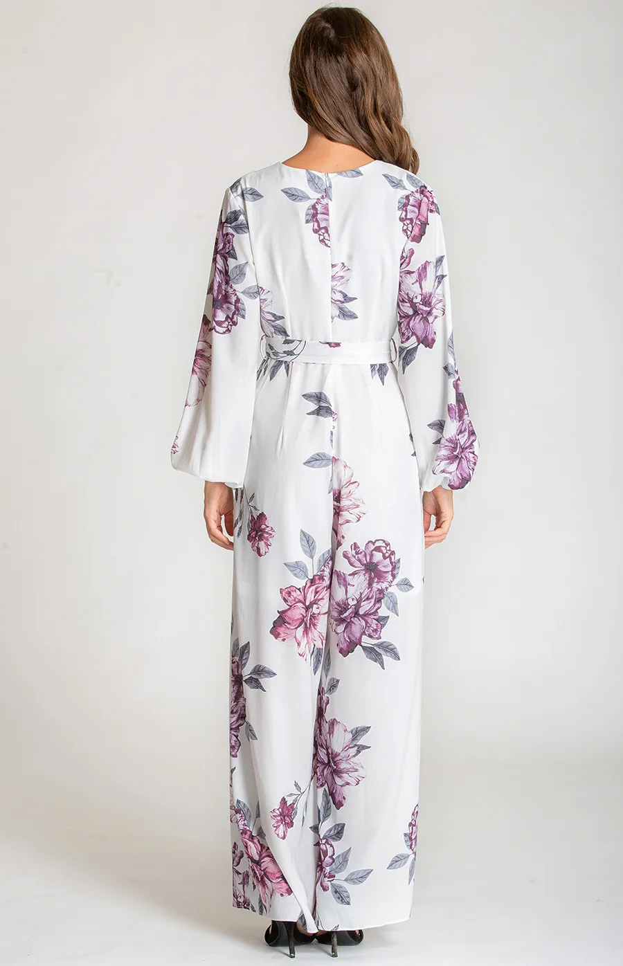 Long Sleeve Floral Jumpsuit with Wide Leg (SJP386B)