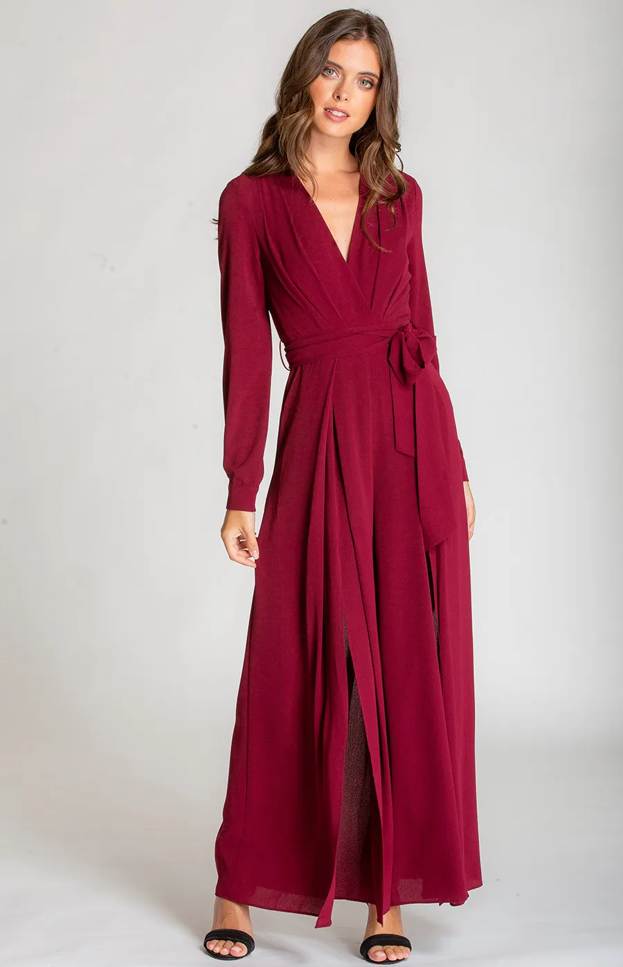 Long Sleeve Jumpsuit with Split Leg Details (AJP800A) 