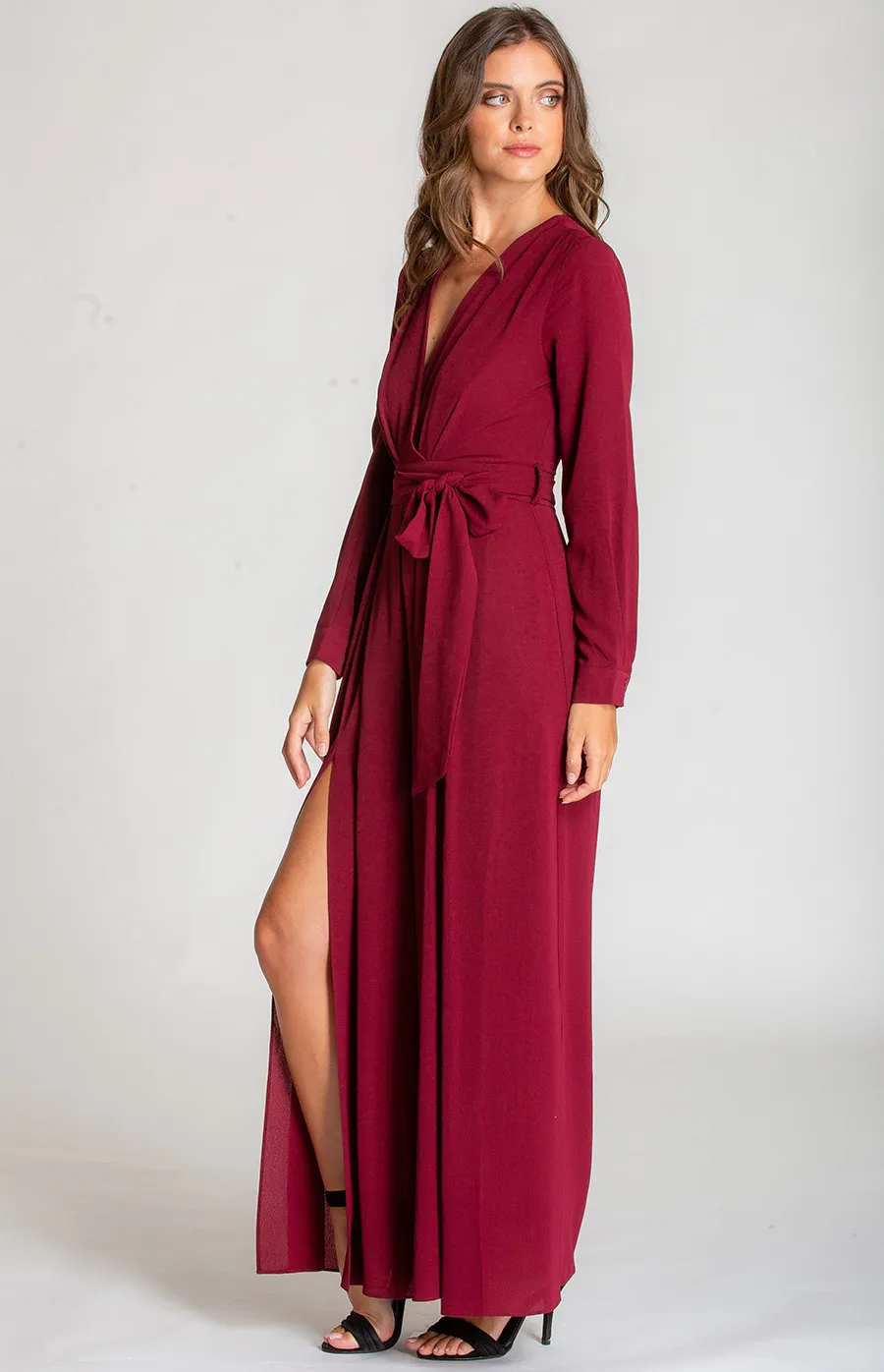 Long Sleeve Jumpsuit with Split Leg Details (AJP800A) 