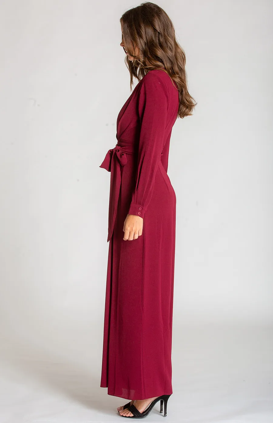 Long Sleeve Jumpsuit with Split Leg Details (AJP800A) 