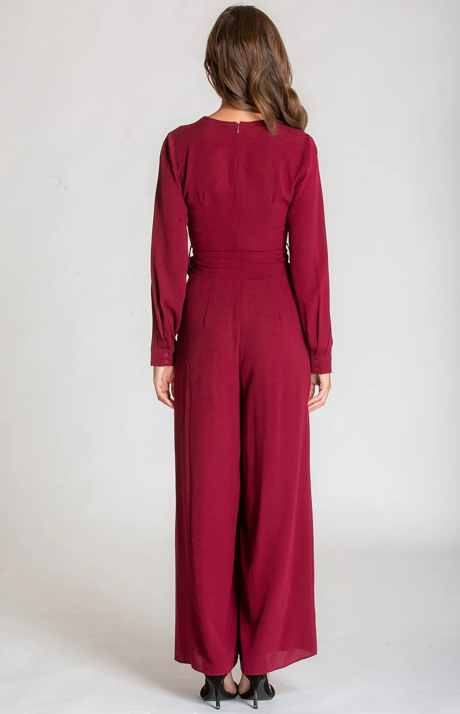 Long Sleeve Jumpsuit with Split Leg Details (AJP800A) 