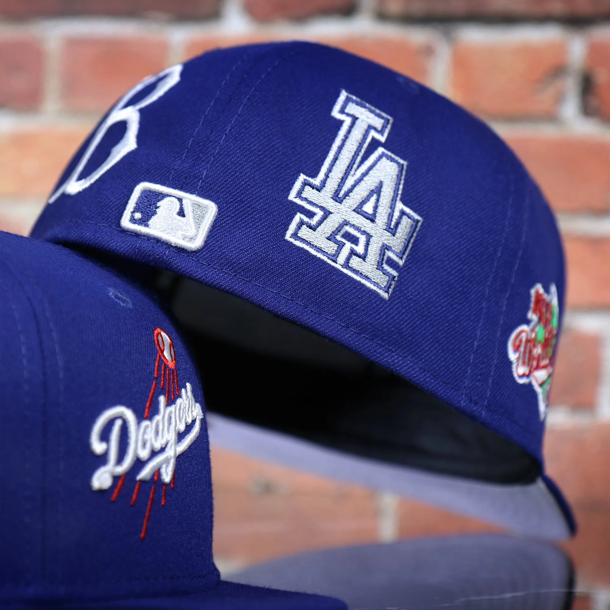 Los Angeles Dodgers Patch Pride All Over Gray Bottom Side Patch 59Fifty Fitted Cap | Royal Blue